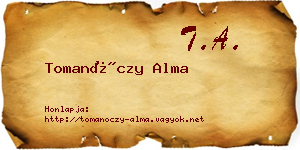 Tomanóczy Alma névjegykártya